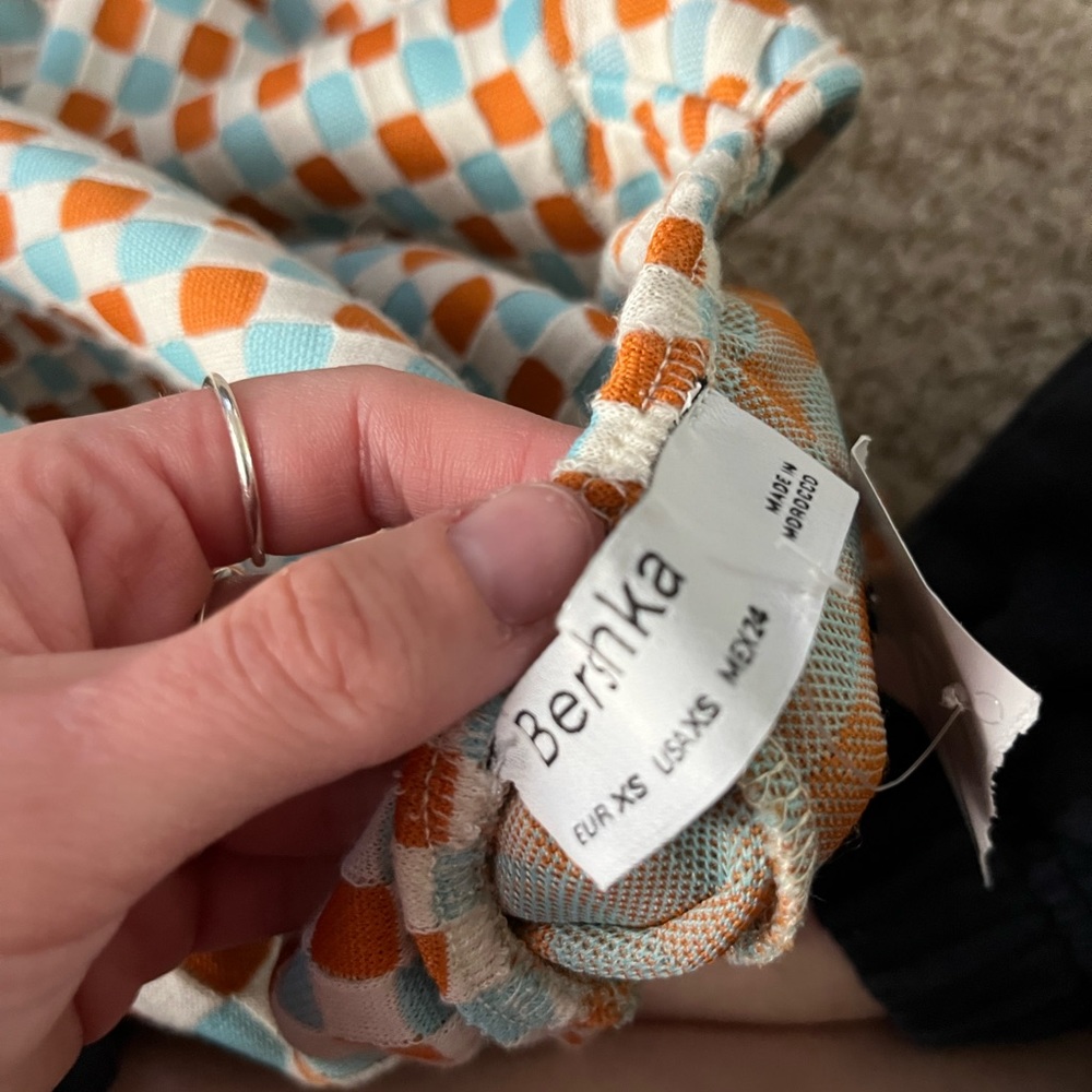 Retro blue, orange and white high neck mini dress with open back never worn - Picture 5 of 5